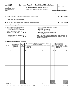 IRS Form 5452 Corporate Report of Nondividend Distributions