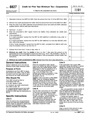 Form 8827 Credit for Prior Year Minimum Tax—Corporations