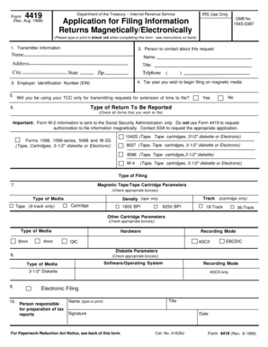 IRS Form 4419 Application for Filing Information