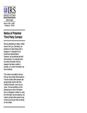 IRS Notice of Potential Third Party Contact