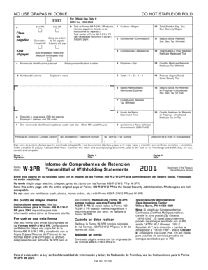 Form W-3PR Transmittal of Withholding Statements