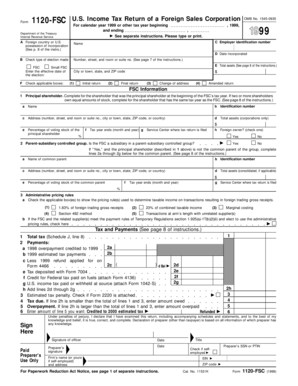 US Foreign Sales Corporation Tax Return Form 1120-FSC