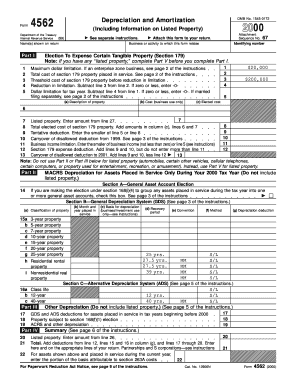 IRS Form 4562 (2000) Depreciation and Amortization