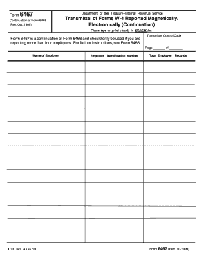 Form 6467 Transmittal of Forms W-4