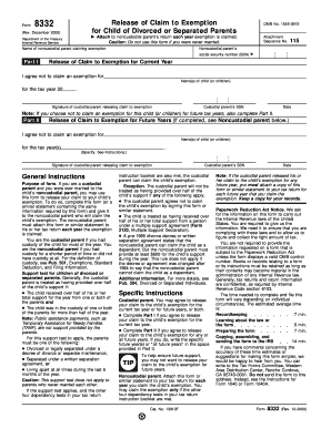 IRS Form 8332 Release of Claim to Exemption