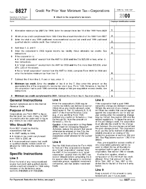 Form 8827 Credit For Prior Year Minimum Tax—Corporations