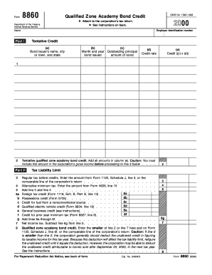 Form 8860 Qualified Zone Academy Bond Credit