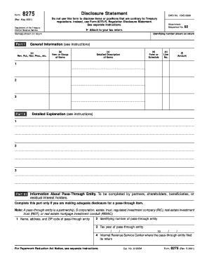 IRS Form 8275 Disclosure Statement