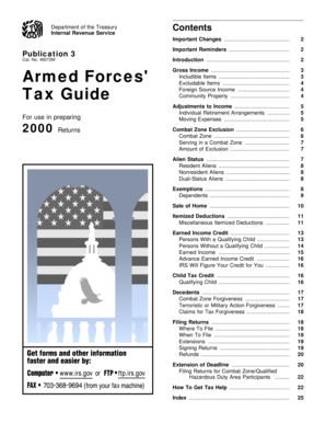 IRS Publication 3 Tax Guide for Armed Forces