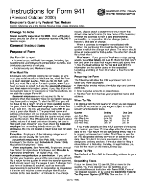 Form 941 Employer's Quarterly Federal Tax Return
