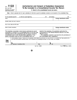 Form 1122 Authorization and Consent