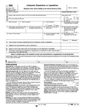 IRS Form 966 Corporate Dissolution