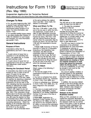 IRS Form 1139