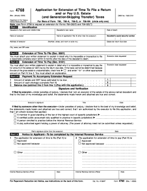 Form 4768 Application for Extension of Time