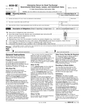 Form 8038-GC Tax-Exempt Governmental Obligations