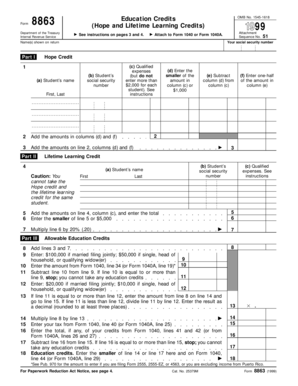 Form 8863 Hope and Lifetime Learning Credits