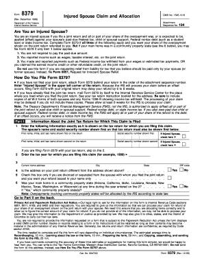 IRS Form 8379 Injured Spouse Claim