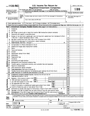 1999 Form 1120RIC. U.S. Income Tax Return For Regulated Investment ...