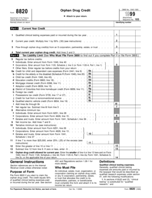 IRS Form 8820 Orphan Drug Credit