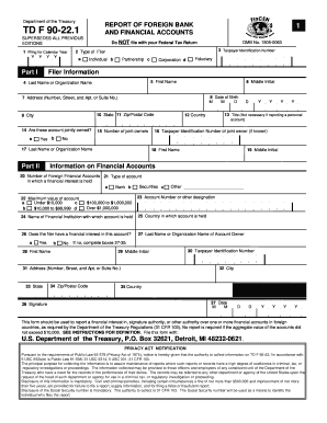 TD F 90-22.1 Report of Foreign Bank and Financial Accounts