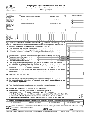 Form 941 Employer’s Quarterly Federal Tax Return