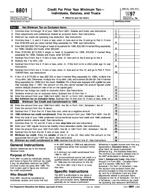 Form 8801 Credit for Prior Year Minimum Tax