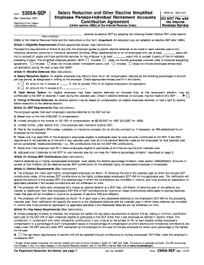 Form 5305A-SEP Salary Reduction Agreement