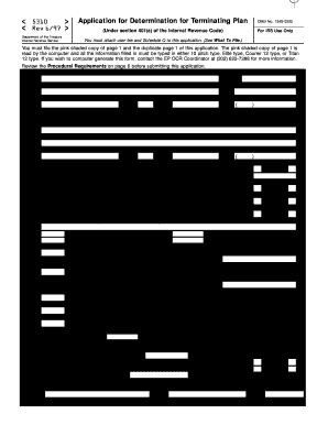 IRS Form 5310 Application for Determination for Terminating Plan