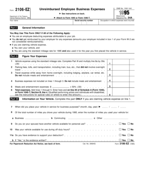 Form 2106-EZ Unreimbursed Employee Business Expenses