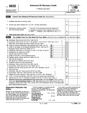 Form 8830 Enhanced Oil Recovery Credit