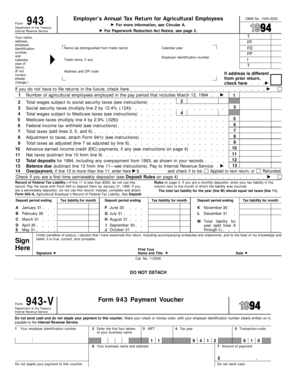 Form 943 Agricultural Tax Return