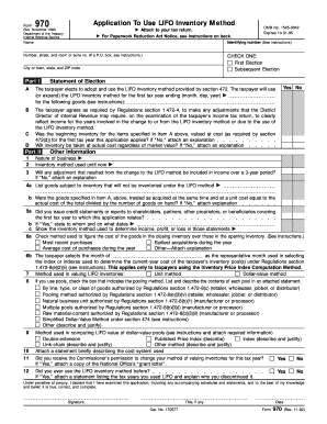 Form 970 Application To Use LIFO Inventory Method