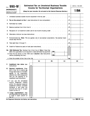 Form 990-W Worksheet