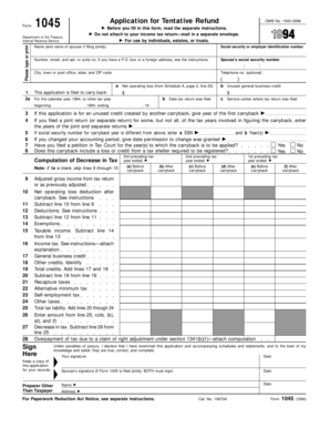 IRS Form 1045 1994