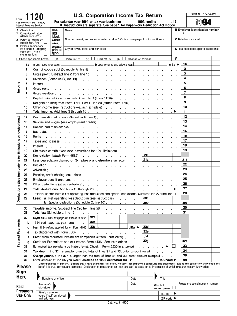 1994 form 1120 Preview on Page 1