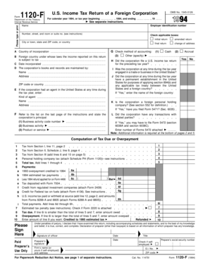US Foreign Corporation Tax Return Form 1120-F