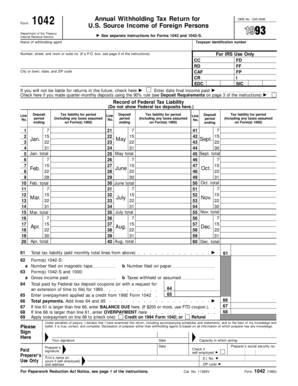 IRS Form 1042 Annual Withholding Tax Return