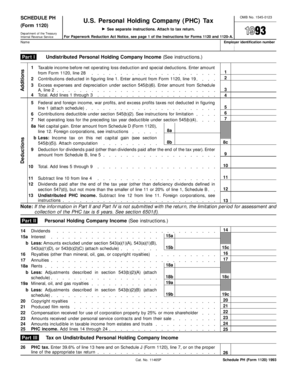US Federal Personal Holding Company Tax Form 1120