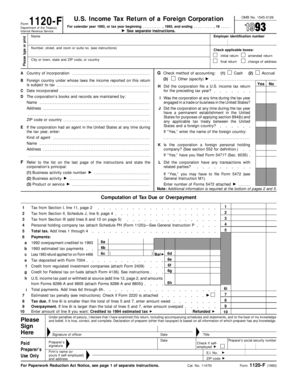 Form 1120-F U.S. Income Tax Return of a Foreign Corporation
