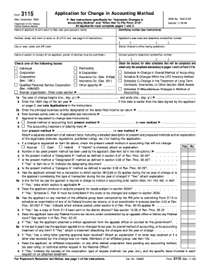 IRS Form 3115 Application for Change in Accounting Method