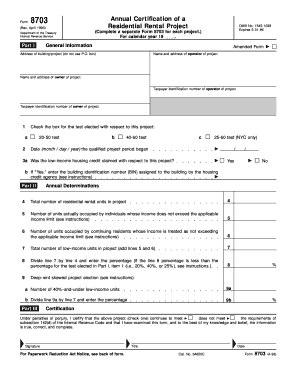 IRS Form 8703 Annual Certification