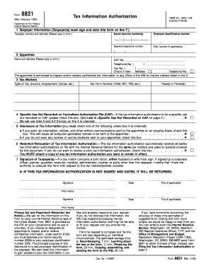 IRS Form 8821 Tax Information Authorization