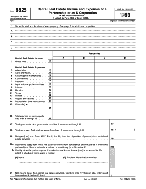 IRS Form 8825 Rental Real Estate Income and Expenses