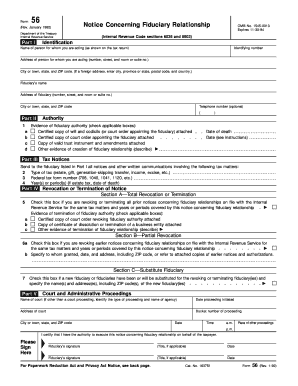 IRS Form 56 Notice Concerning Fiduciary Relationship