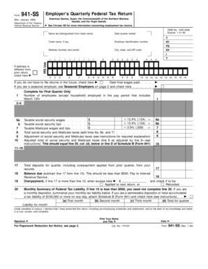 Form 941-SS Employer’s Quarterly Federal Tax Return