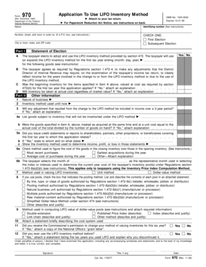 Form 970 Application To Use LIFO Inventory Method