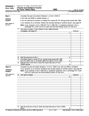 IRS Form 1040A Schedule 1