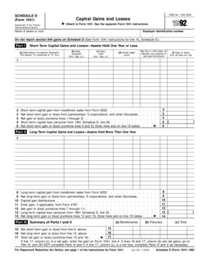 Schedule D Form 1041 Capital Gains and Losses