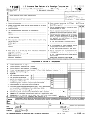 Form 1120F US Income Tax Return of a Foreign Corporation
