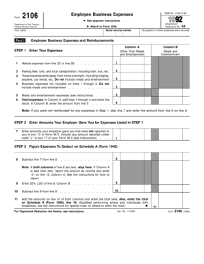 IRS Form 2106 Employee Business Expenses